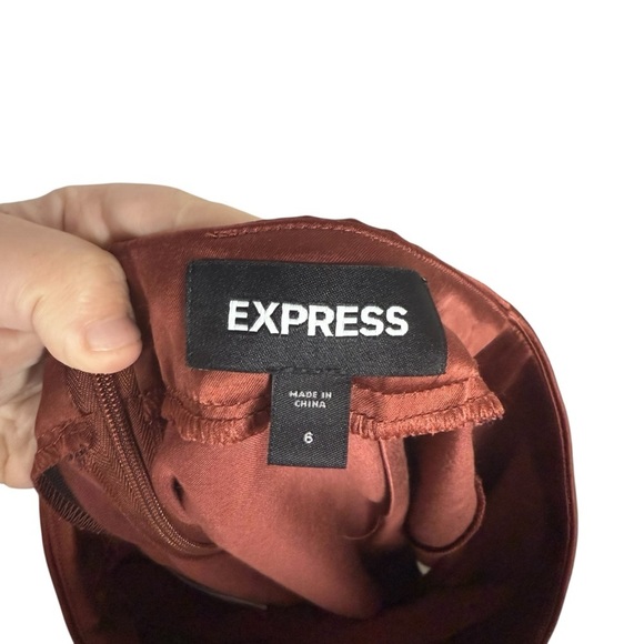Express Women’s Satin Drape Midi Skirt in Rust Size 6 - Picture 9 of 9